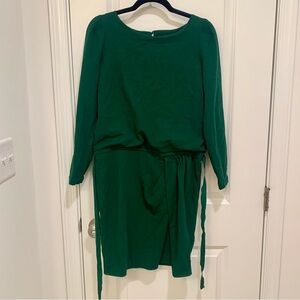 Piazza Sempione Forest Green Wool Blend Blouson Long Sleeve Dress Size 6 (42 EU)